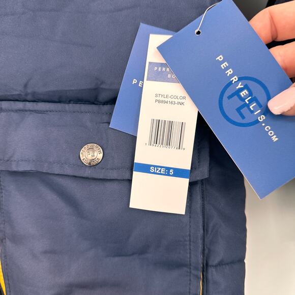 Perry Ellis Navy & Yellow Puffer Boy's Jacket Size 5 New with tags - Picture 3 of 7